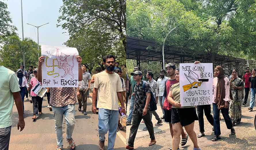 Kancha Gachibowli land auction: Massive protest rocks University of Hyderabad campus
