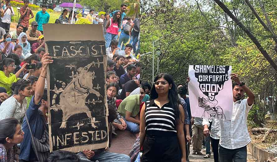 Kancha Gachibowli land auction: Massive protest rocks University of Hyderabad campus