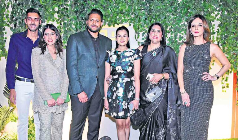 Interior designer Sussanne Khan (far right) and others at the launch of Villa Verde, at Green Hill Road, Hitec City.