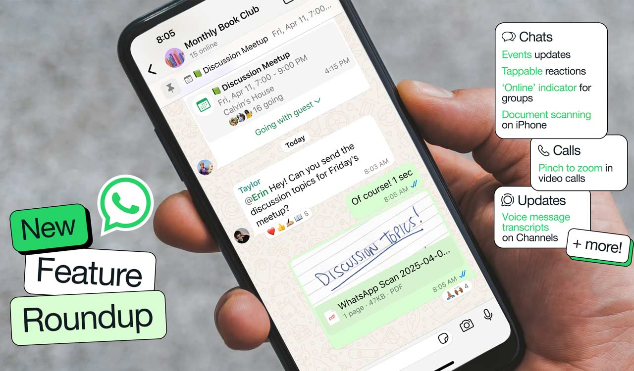 WhatsApp rolls out new features for group chats, events, calls, and channels