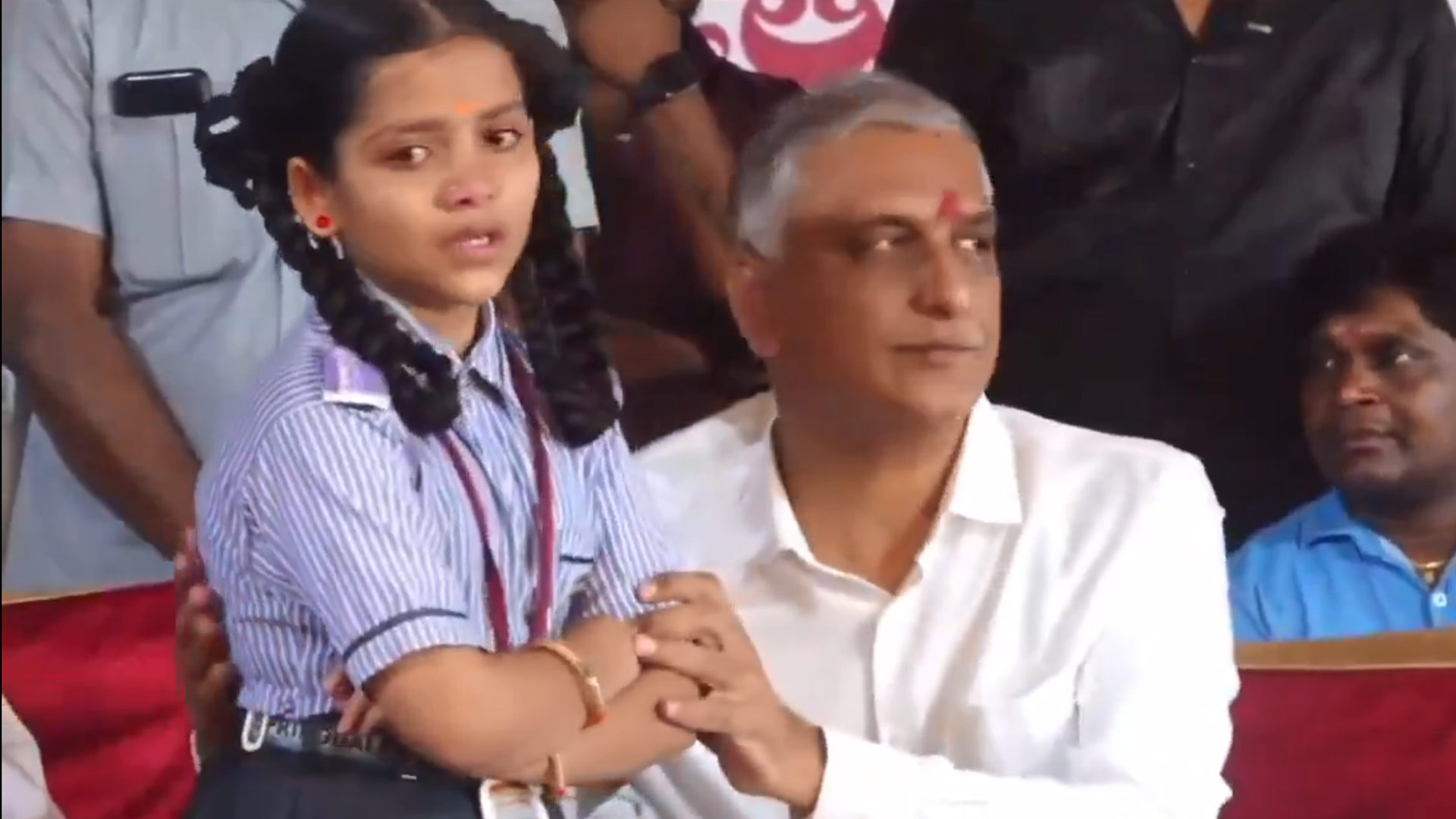 Harish Rao turns emotional listening to girl’s struggles after father’s death