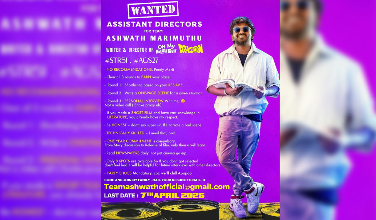 Dragon director Ashwath Marimuthu calls for ADs for his next film, says ‘no recommendations’