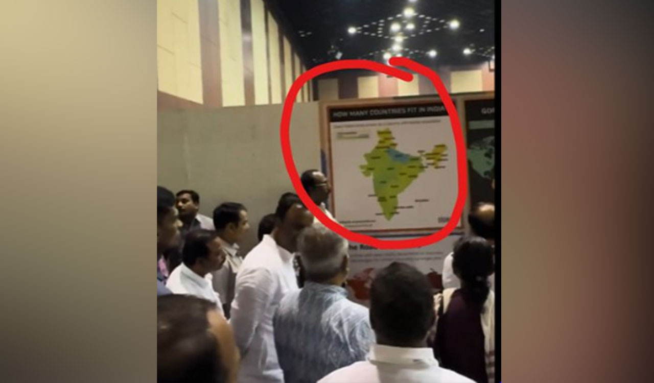 Congress government’s Bharat Summit in Telangana uses India map without PoJK and Ladakah