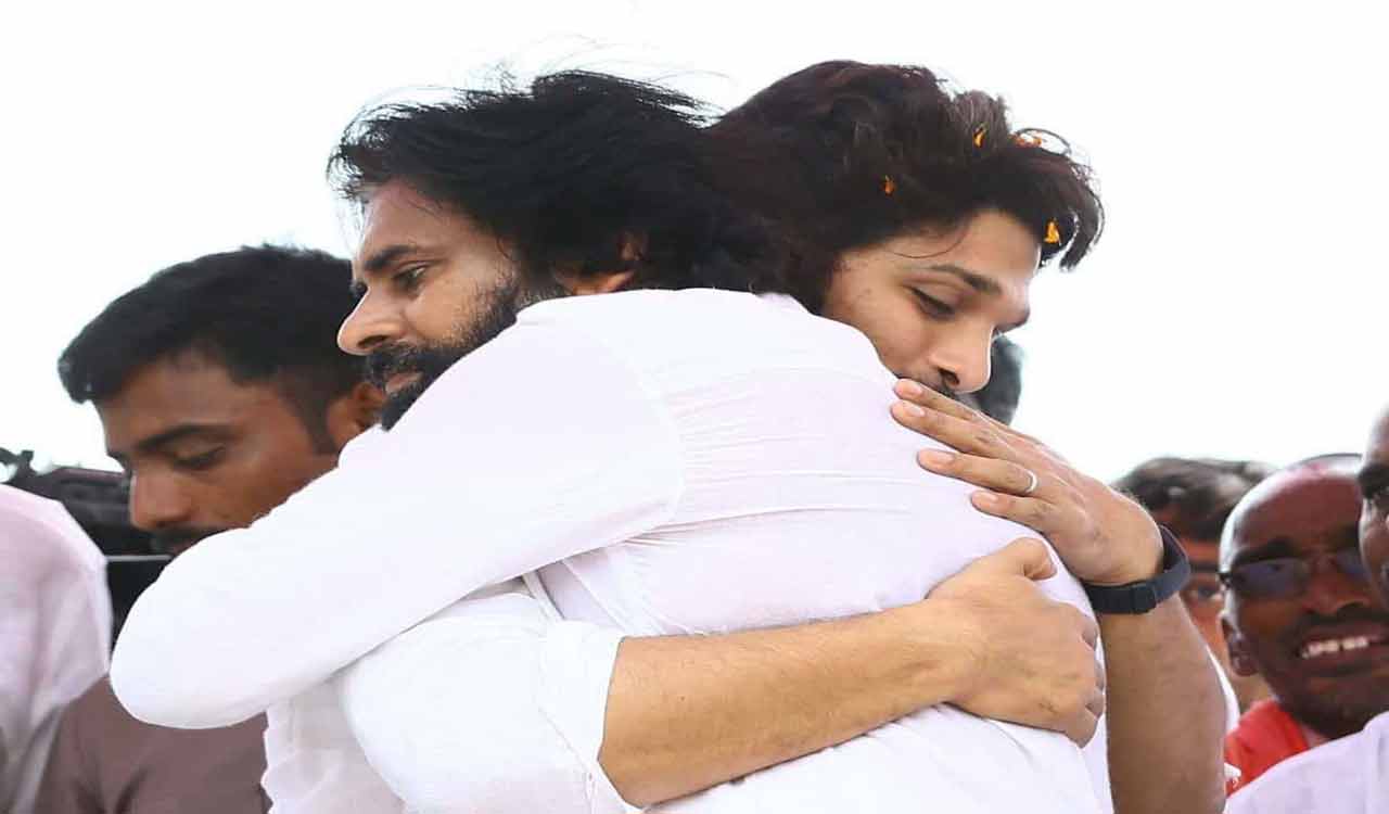 Allu Arjun visits Pawan Kalyan after son’s fire accident