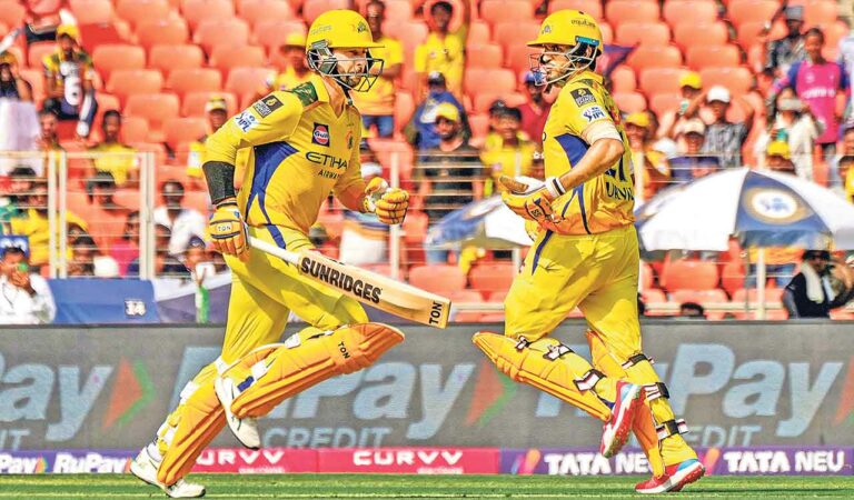 sports brevis conway script chennai win titans go down by 83 runs