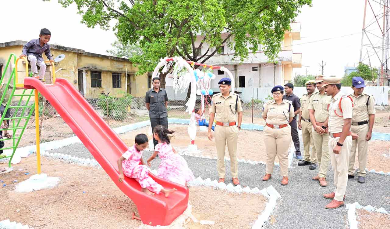 Telangana: Adilabad SP Akhil Mahajan advises children on physical exercises