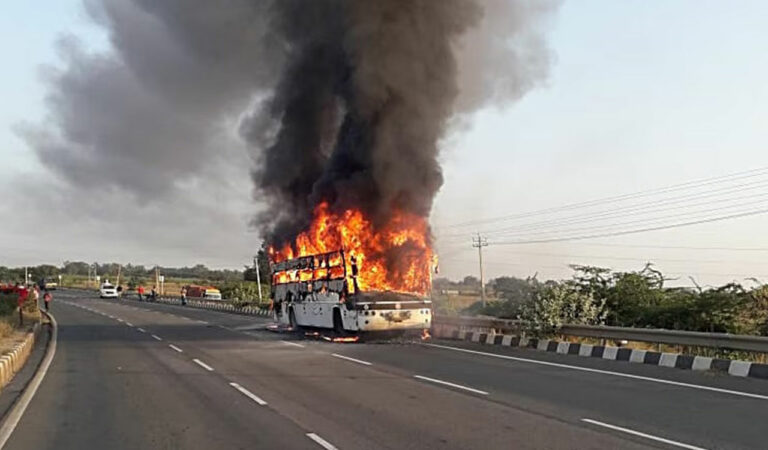 Bus gutted fire
