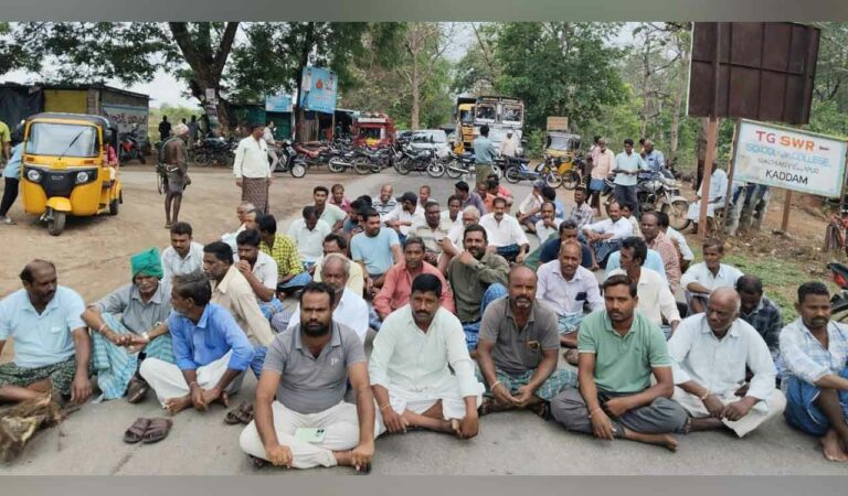 Farmers confront MLA Bojju over delay in paddy procurement in Nirmal