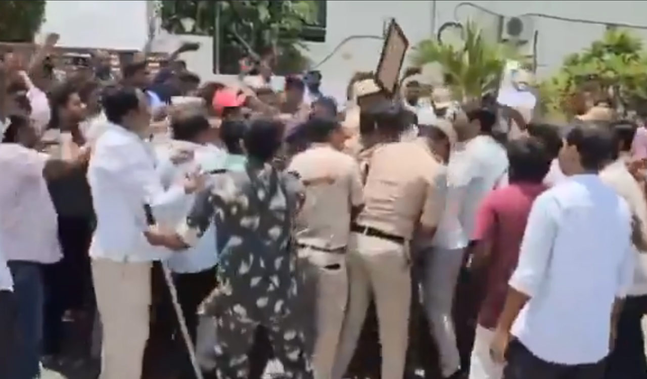 Watch: Congress Attack on Sircilla MLA Camp Office; BRS Calls it Diversion Politics