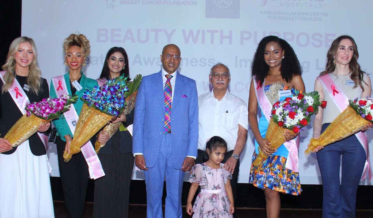 Miss World contestants visit KIMS-Ushalakshmi Centre for Breast Diseases in Hyderabad