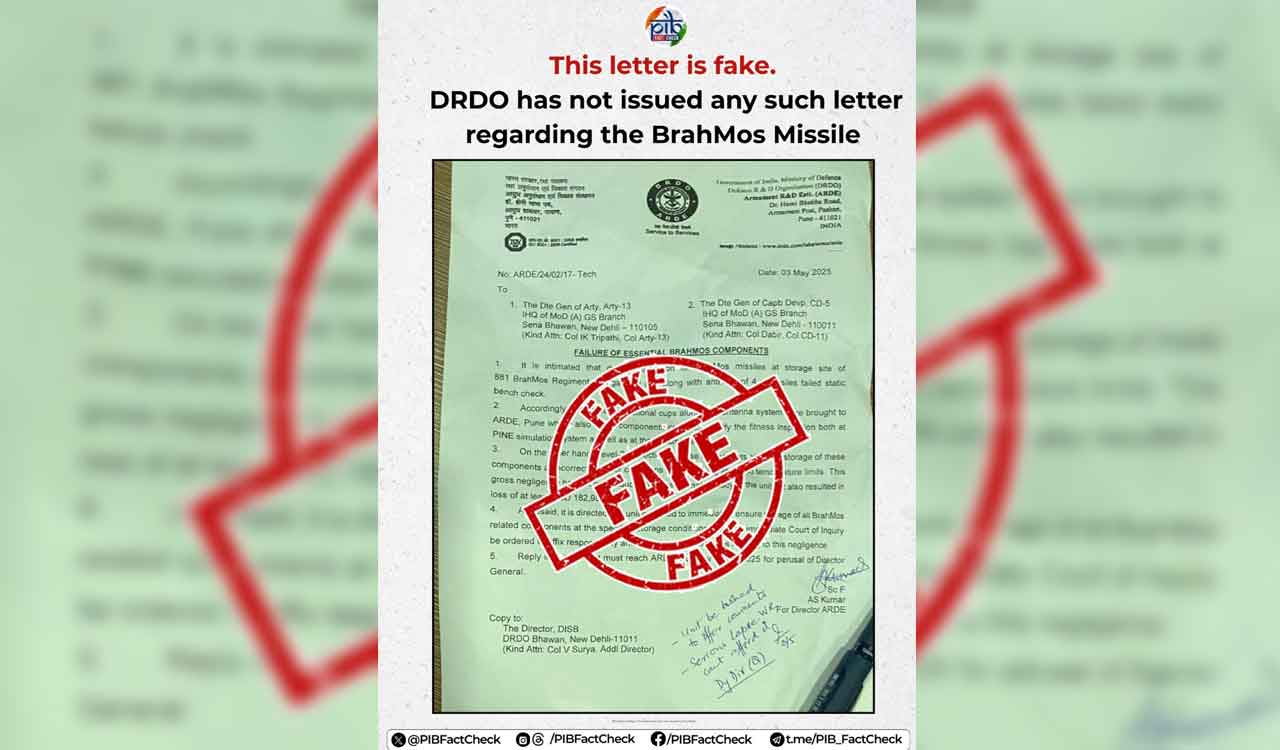 PIB debunks fake letter claiming ‘BrahMos failure’ amid ‘Operation Sindoor’