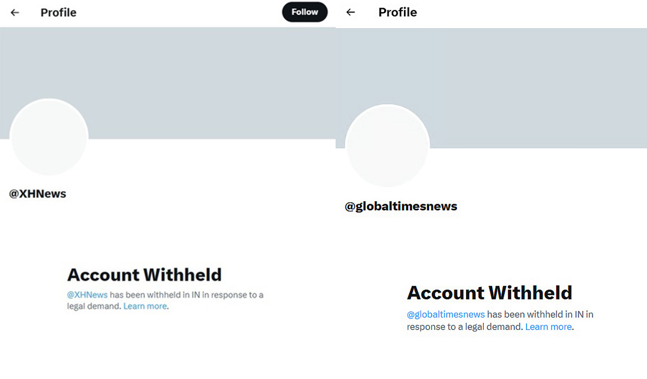 China’s Global Times, Xinhua X-accounts blocked in India