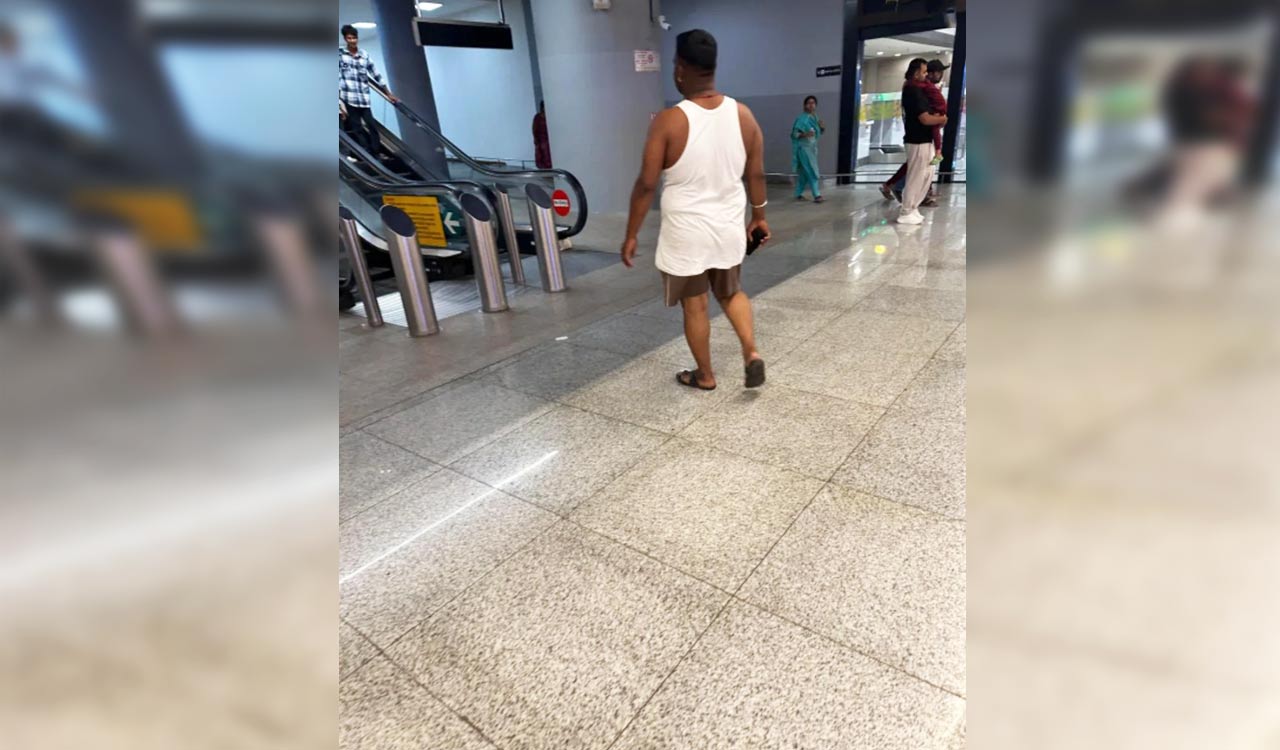 Viral photo of man in vest and shorts at Hyderabad airport ignites debate on civic sense