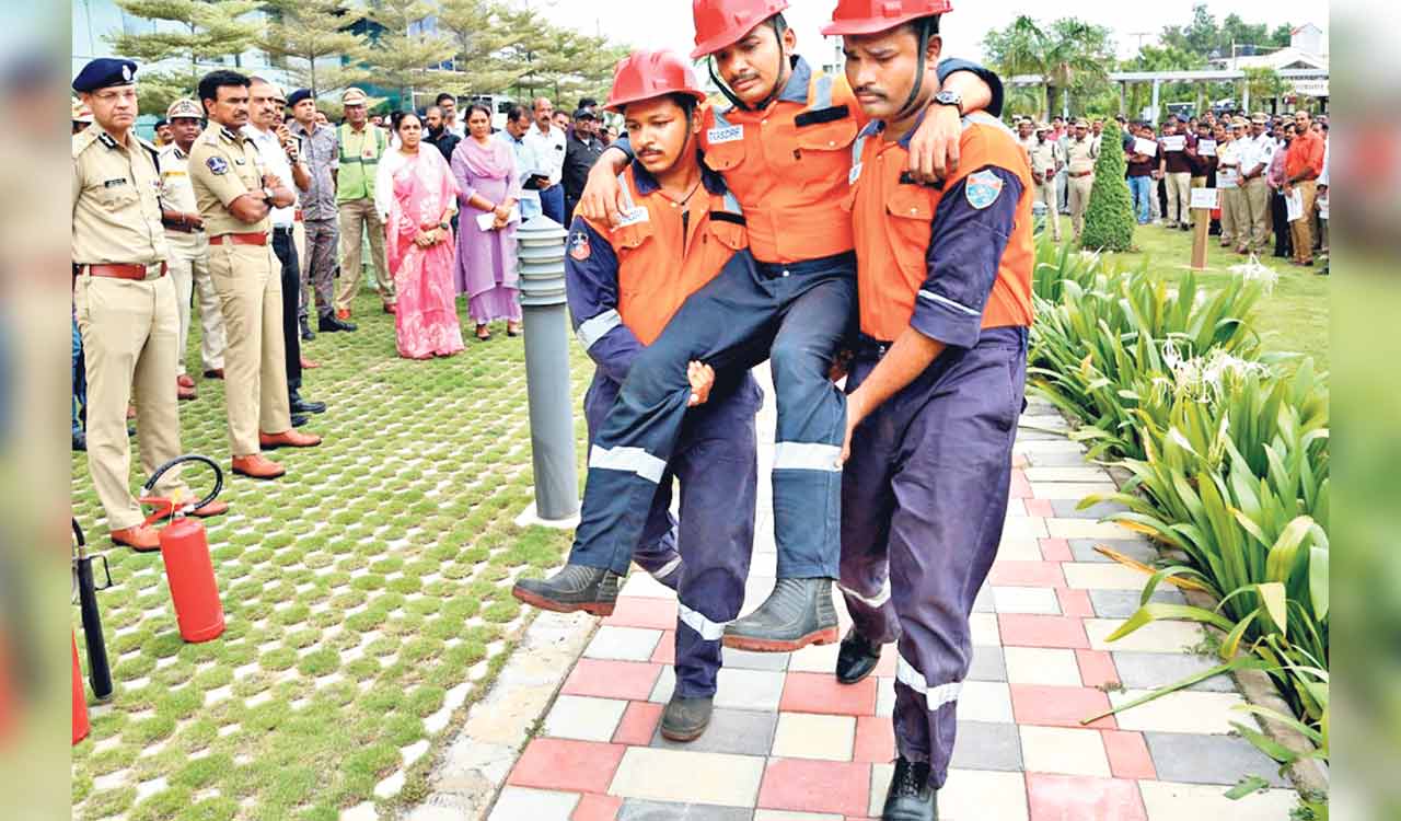 Fire mock drill conducted at TG ICCC building in Hyderabad