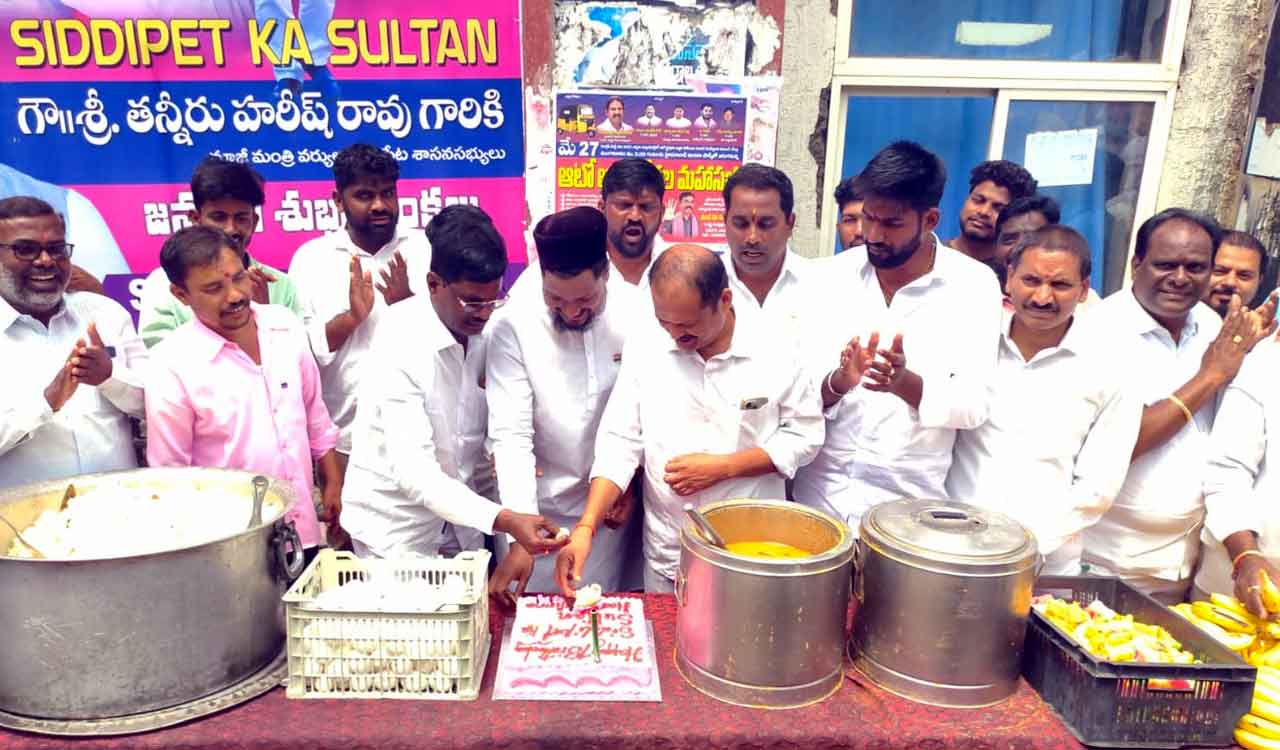 BRS cadre mark Harish Rao’s 53rd birthday with annadanam, blood camps