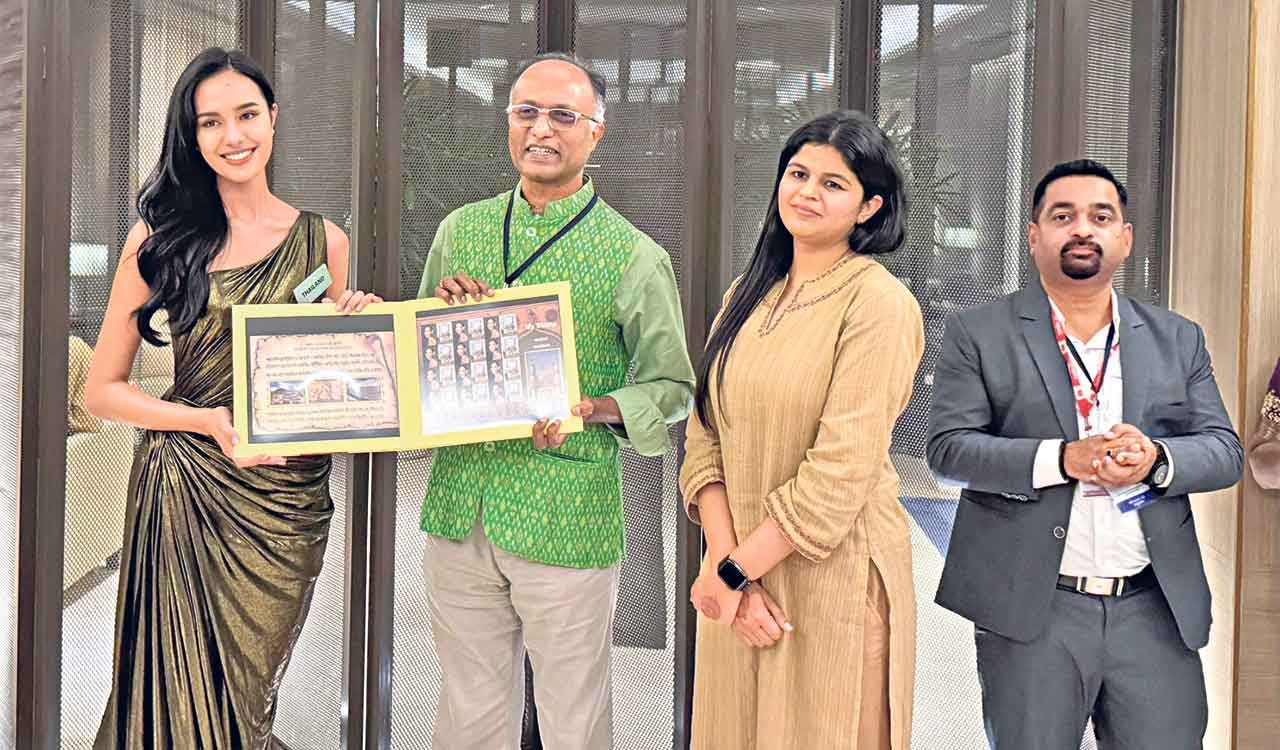 Charminar-themed ‘My Stamp’ presented to Miss World 2025 Opal Suchata Chuangsri