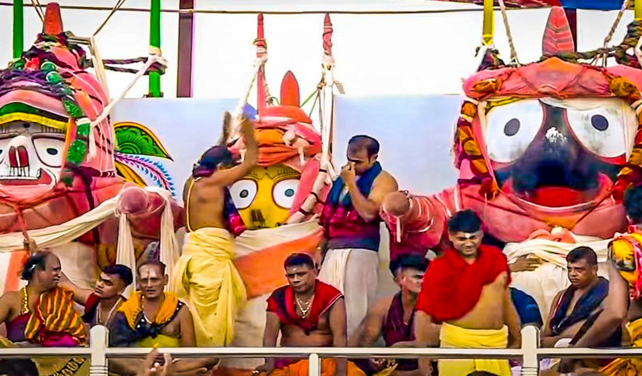 Lakhs witness Lord Jagannath’s grand bathing rituals in Puri on Deva Snana Purnima