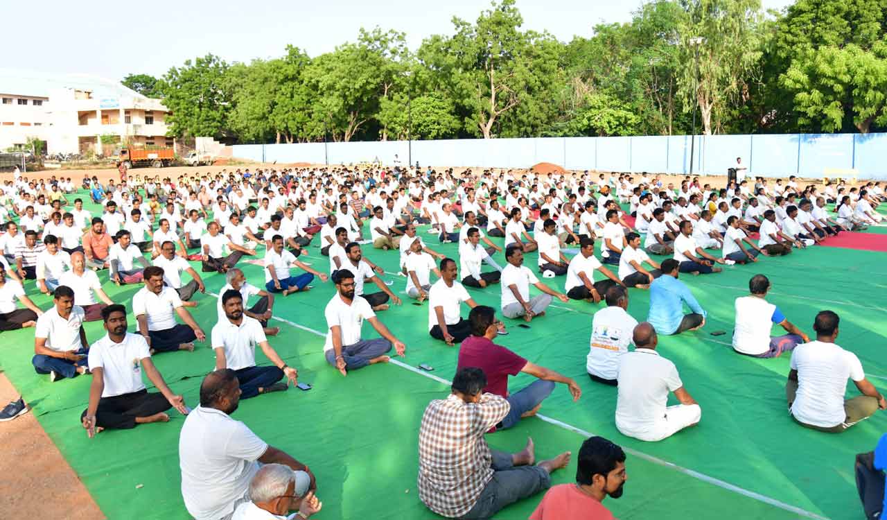 Yoga Day celebrated on grand scale across erstwhile Karimnagar