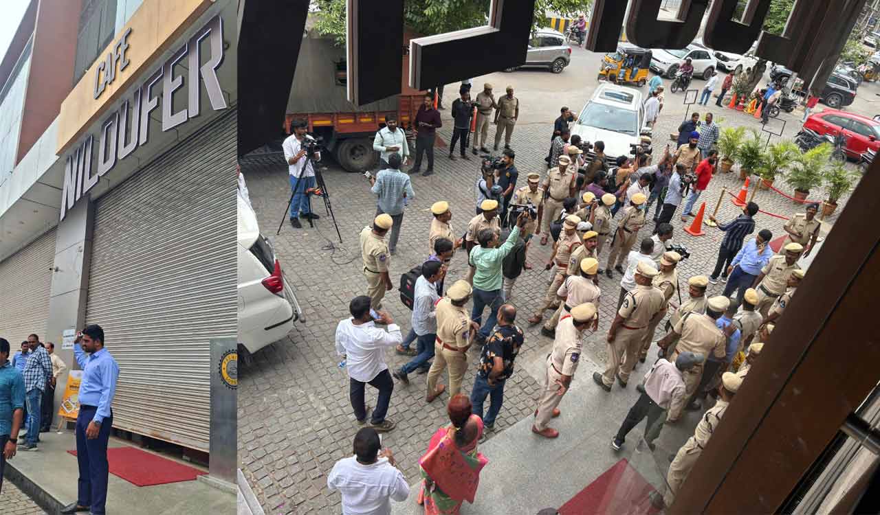 Police lock Niloufer Cafe, Telangana Bhavan gates as KTR appears before ACB