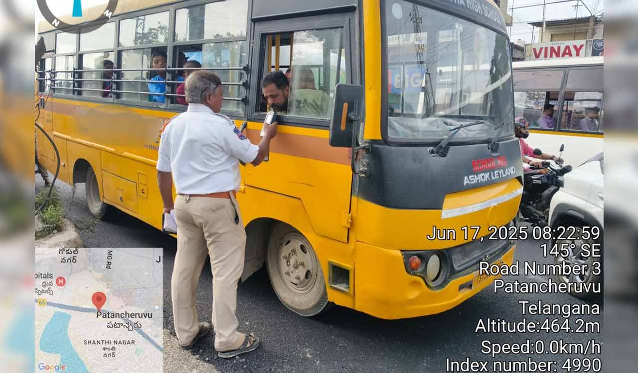 Telangana: School bus driver caught drunk driving in Ameenpur, jailed for 3 days