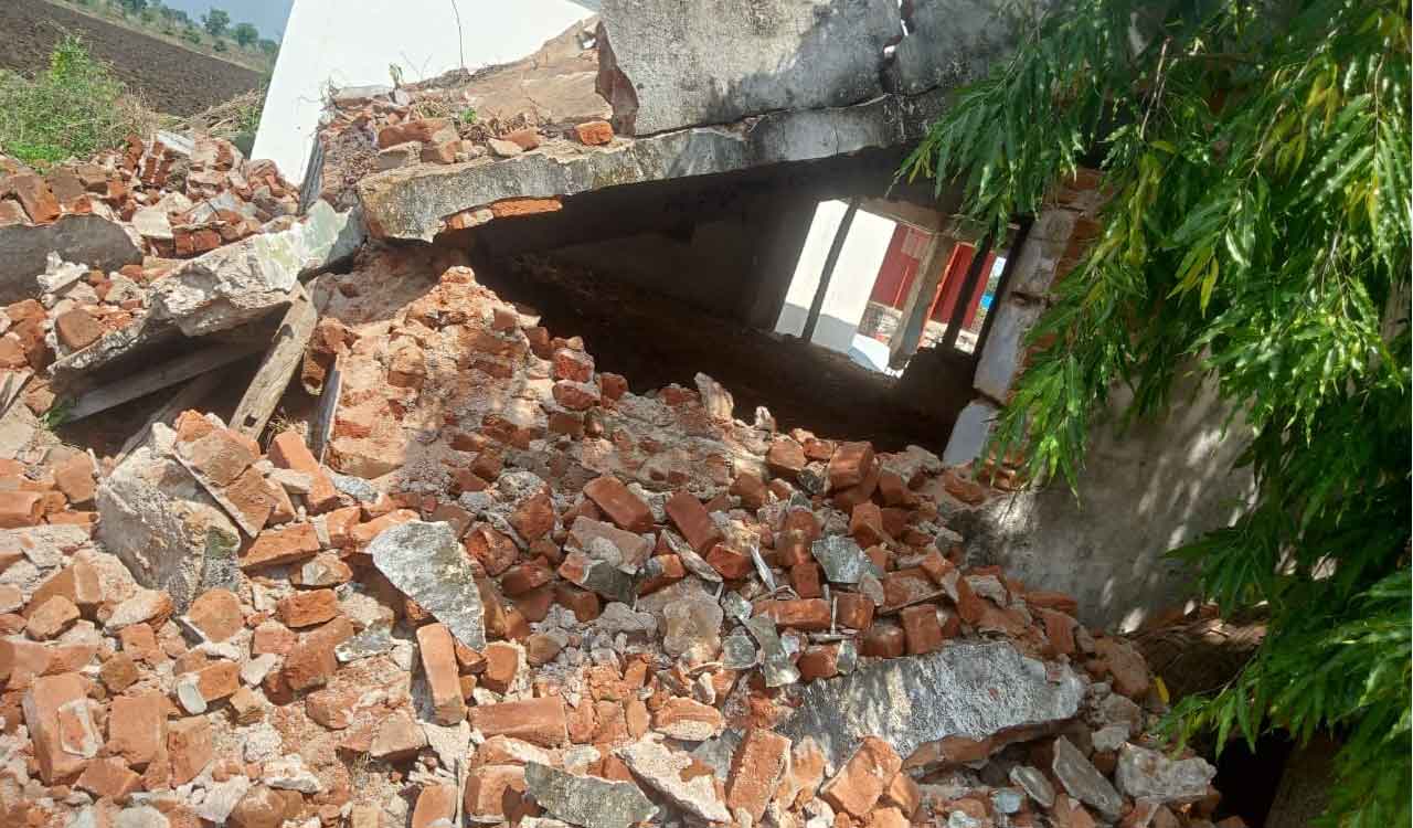 Dilapidated school building collapses in Nirmal; four students hurt