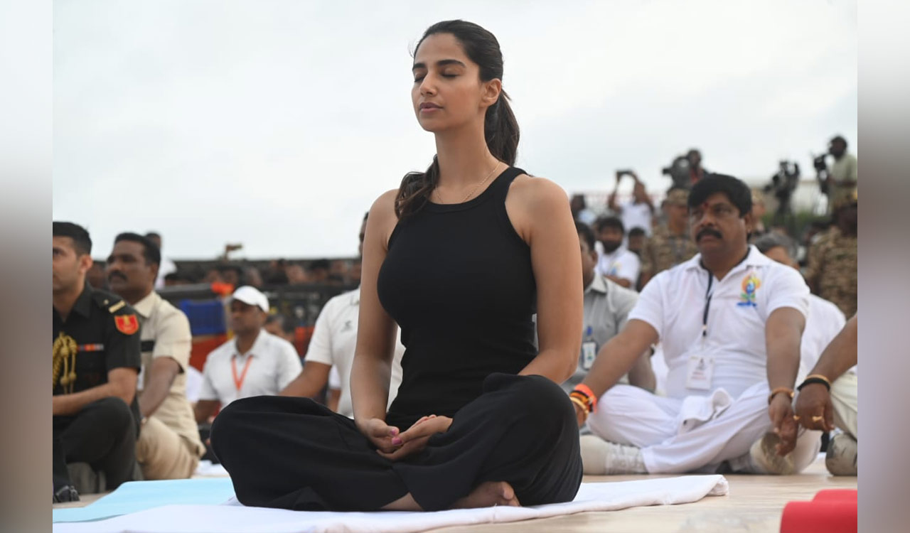 People gather in large number to perform Yoga at LB Stadium