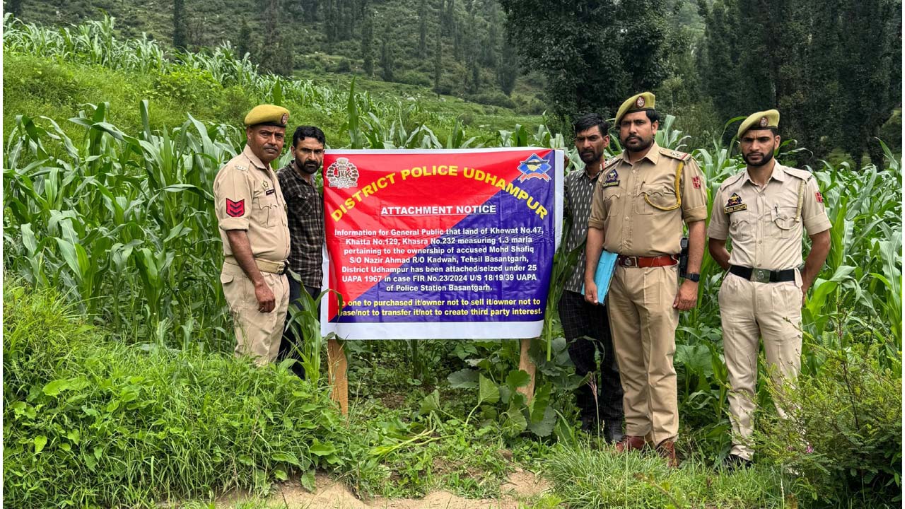 Jammu & Kashmir Police attach land of terror accused under UAPA in Udhampur