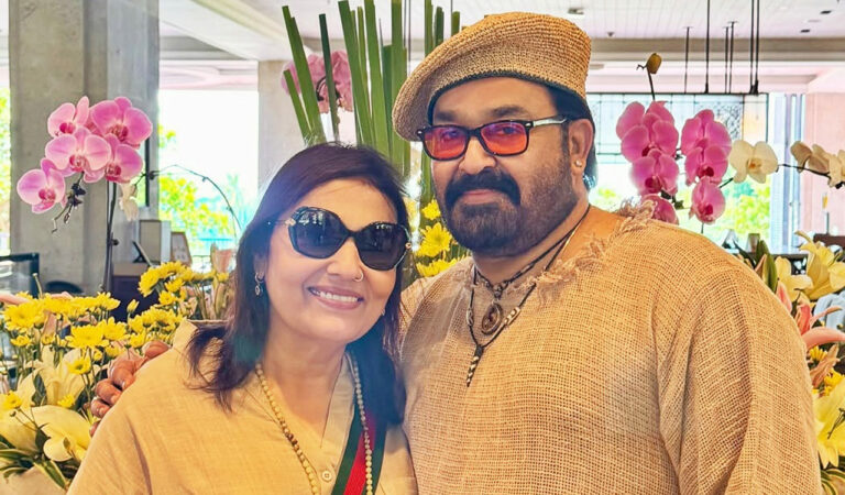 Mohanlal took to Instagram and shared a picture, which shows the cheerful couple posing together. Mohanlal and Suchitra are wearing coordinated beige-toned outfits. The star is dressed in a loose, textured top paired with a matching beret and stylish red-tinted sunglasses.