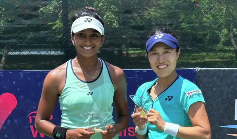 sports sahaja hiroko clinch itf doubles title