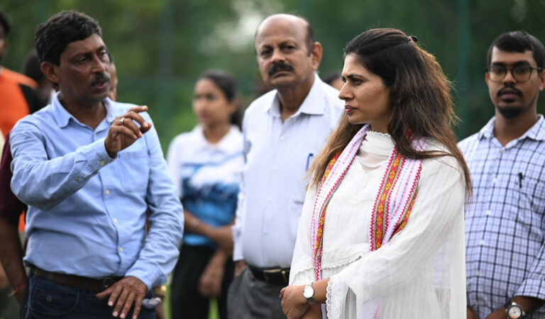 sports sports minister khadse reviews stc facilities in tripura