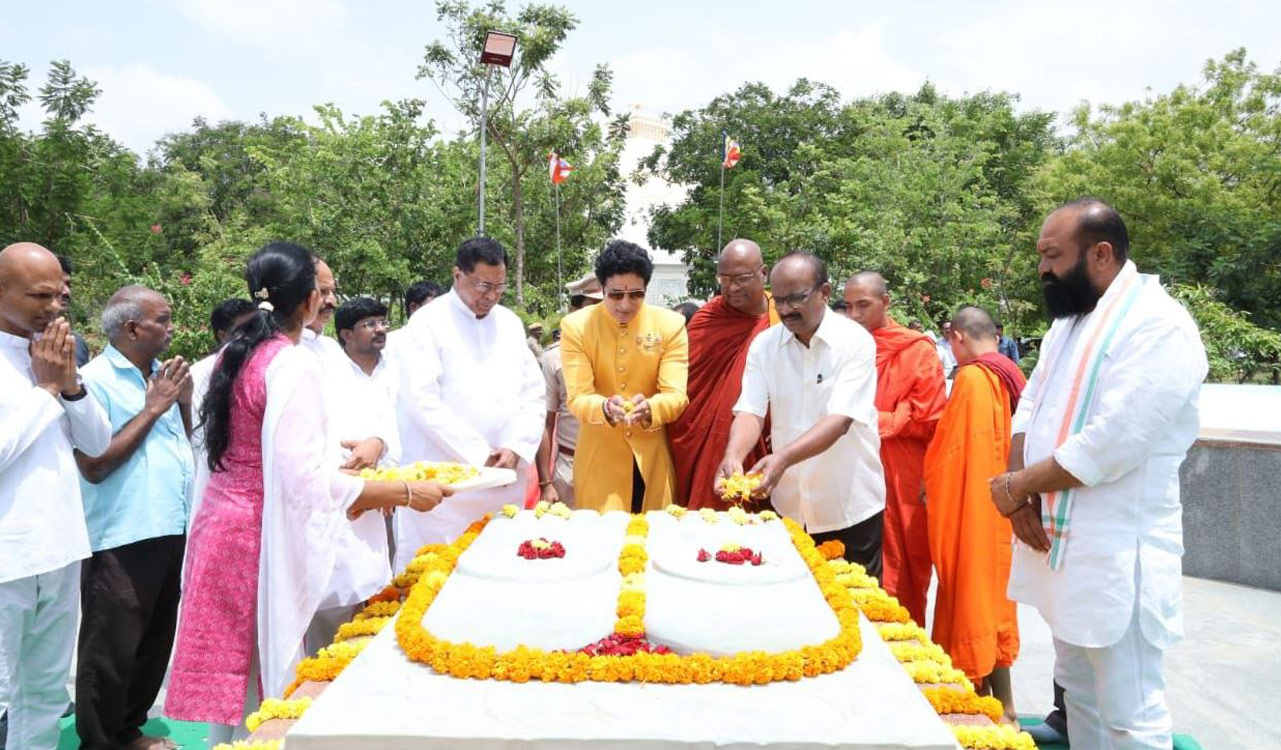 Bodhi saplings from Bodh Gaya planted in Buddhavanam to mark Dhammachakra Day