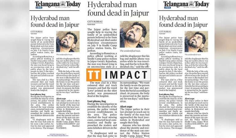 Body found in Jaipur turns out to be man from Falaknuma in Hyderabad