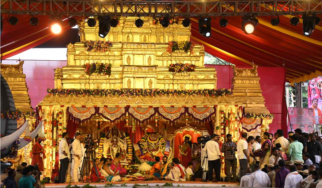 Hyderabad: Devotees throng Balkampet Yellamma Temple for Kalyanotsavam