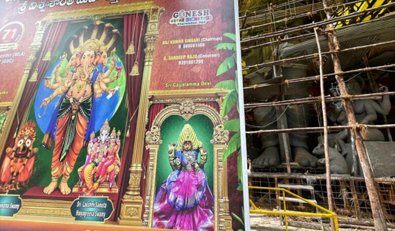 Clay work on 69-feet tall eco-friendly Khairatabad Ganesh in full swing, 50 artisans shaping gigantic idol