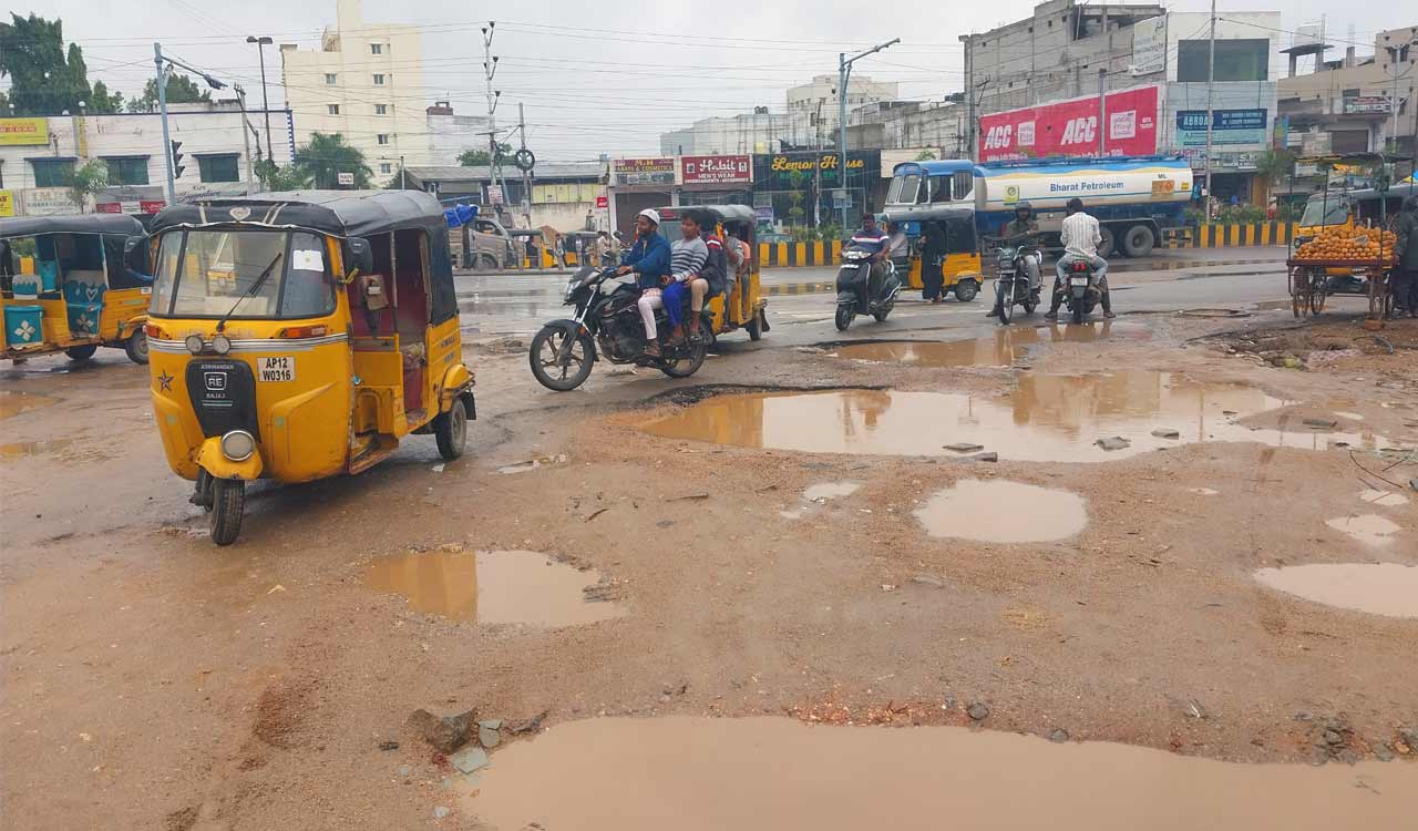 Old City roads in Hyderabad battered by rain; potholes and flooding raise commuter risk