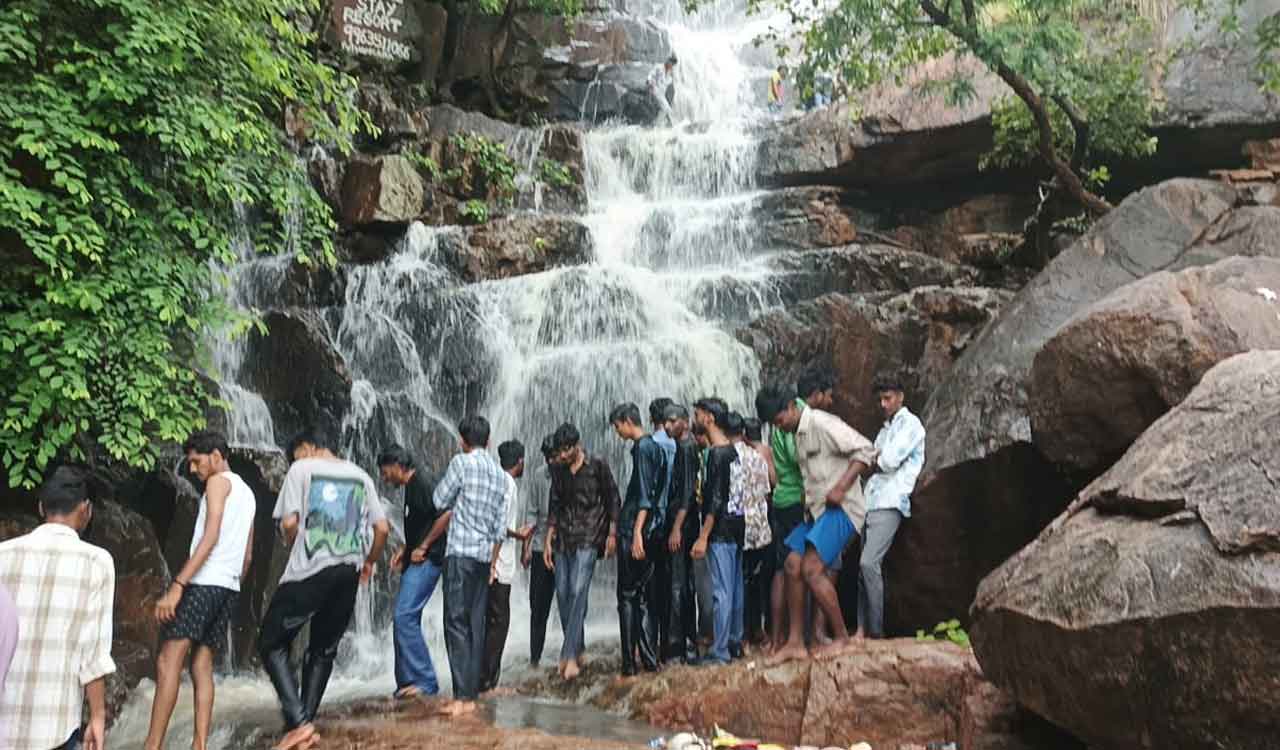 Karimnagar: Raikal waterfalls spring to life amid rains, but poor access hampers tourism