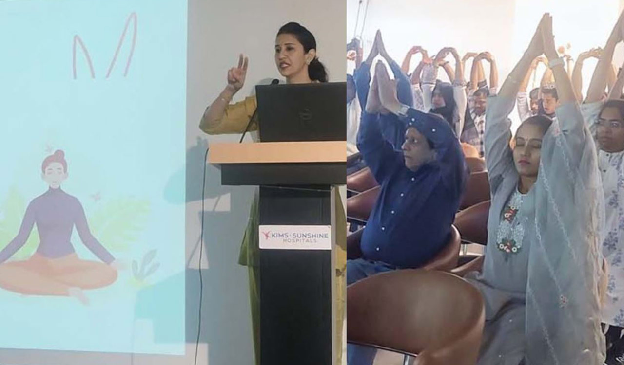 KIMS-Sunshine Hospital marks self-care day with yoga session for healthcare workers