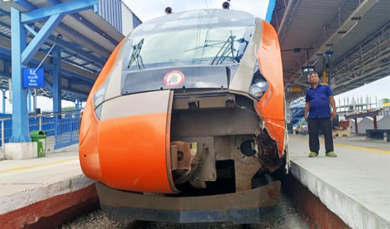 Vande Bharat train hits buffalo in Mahabubabad, suffers minor damage