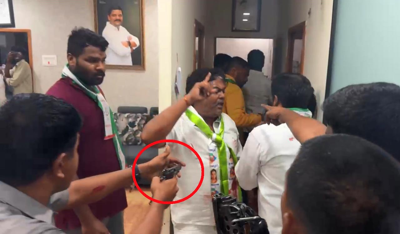 Watch: One injured in police firing at MLC Naveen’s office in Hyderabad