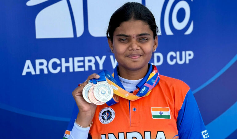 sports jyothi surekha leads india to triple medal haul in madrid