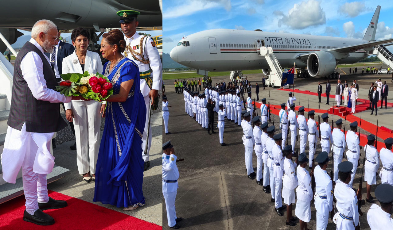 PM Modi arrives to grand reception in Trinidad & Tobago; welcomed by PM Kamla Persad-Bissessar