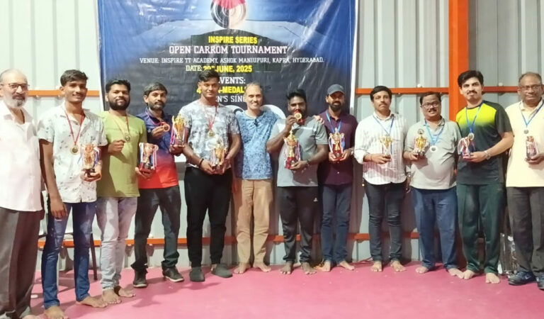 sports sagar hanumanthu shine in inspire carrom tournament