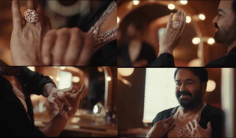 Mohanlal stuns in a serene commercial, gracefully adorning traditional jewellery. With expressive eyes and classical music in the background, his silent performance leaves a lasting emotional impact.