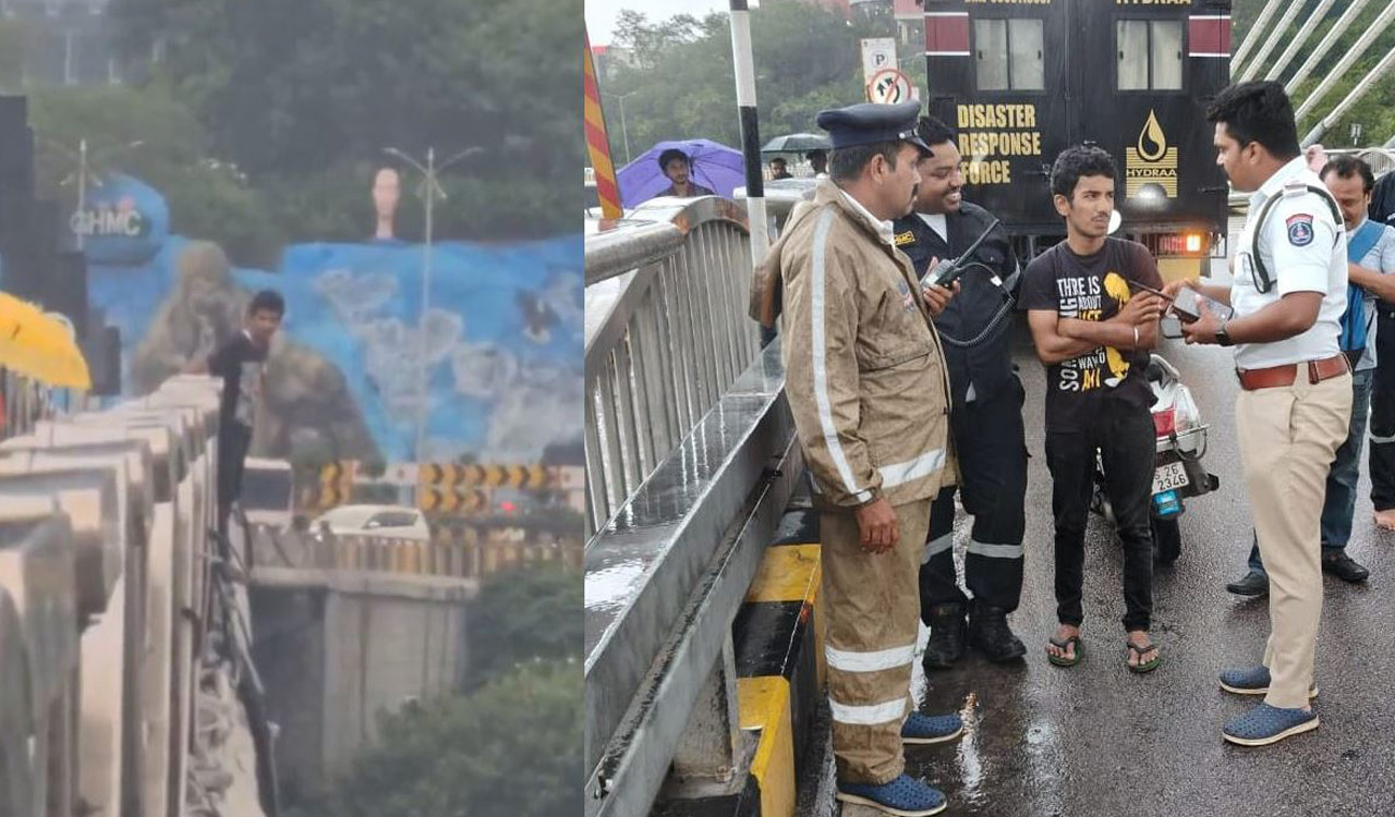 Watch: HYDRAA team rescues man attempting suicide at Durgam Cheruvu