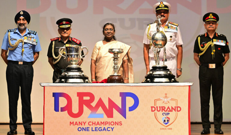 sports president murmu flags off iconic durand cup trophies