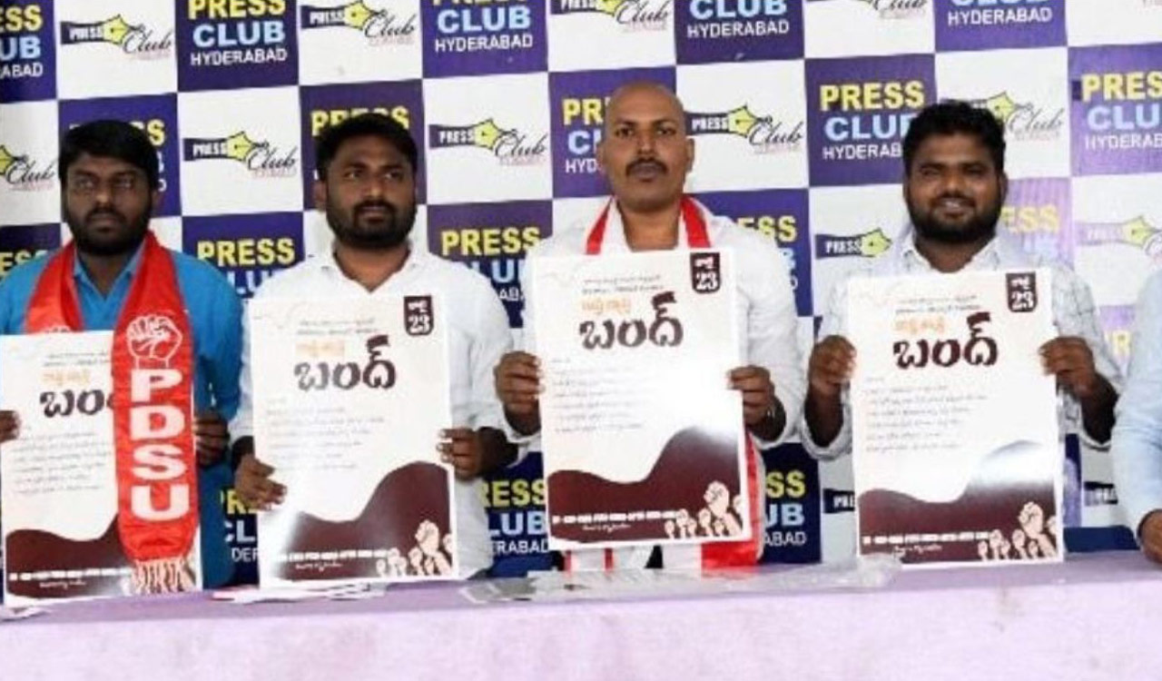 Student Unions call for Telangana-wide bandh of schools and colleges on Wednesday