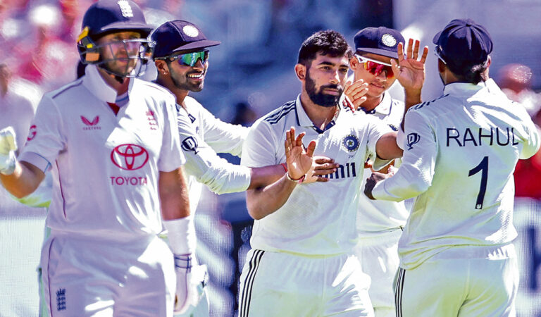 Rahul unbeaten on 53 as India trail England by 242 runs after Bumrah picks 5-74
