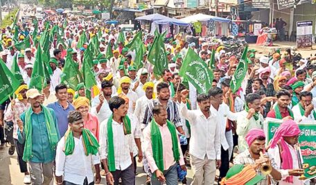 Tribals led by Tudum Dedba protest against GO 49 over new tiger corridor in Asifabad