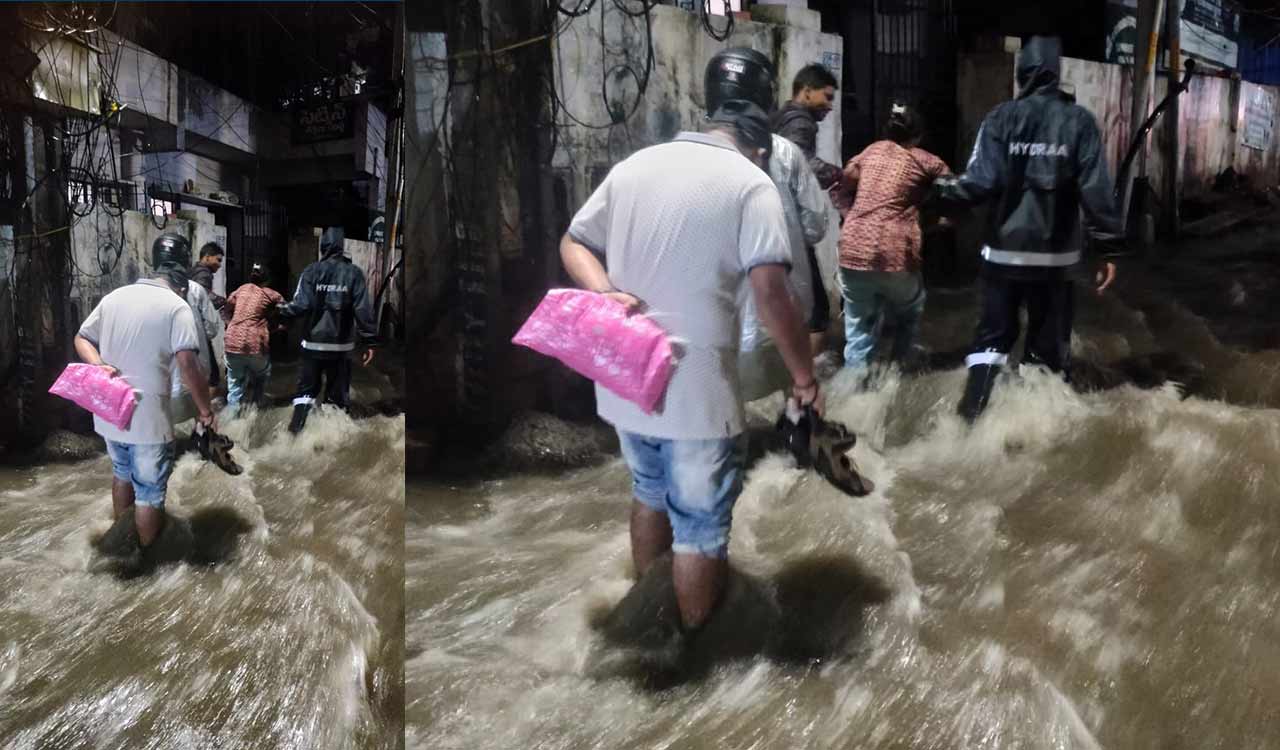 Heavy downpour floods Hyderabad streets; strands commuters for hours