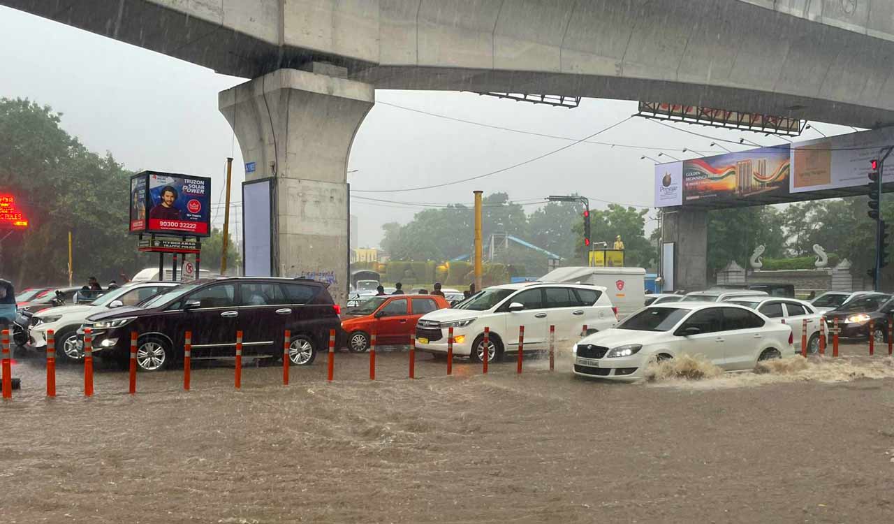Heavy rains flood Hyderabad roads; Telangana Weatherman warns of severe thunderstorm